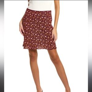 Free People IRL Floral Mini Slip Skirt in Plum Combo Size 6